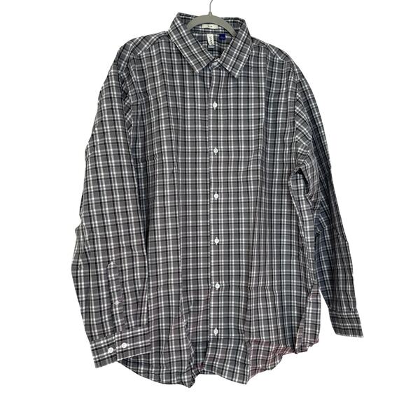 Artefact Long Sleeve Button Up Shirt Gray Plaid Cotton NWOT Size 2XL - Picture 2 of 9